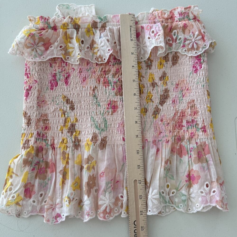 Polo Ralph Lauren Top Small Floral Strapless Smocked Eyelet Coquette Romantic - Picture 7 of 8